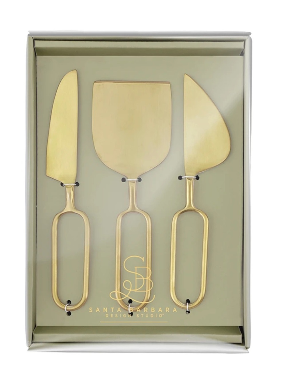 Santa Barbara Design Studio - Loop Gold Handle Cheese Knives - NWT